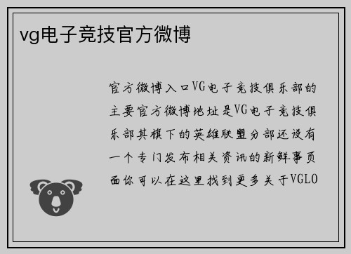 vg电子竞技官方微博